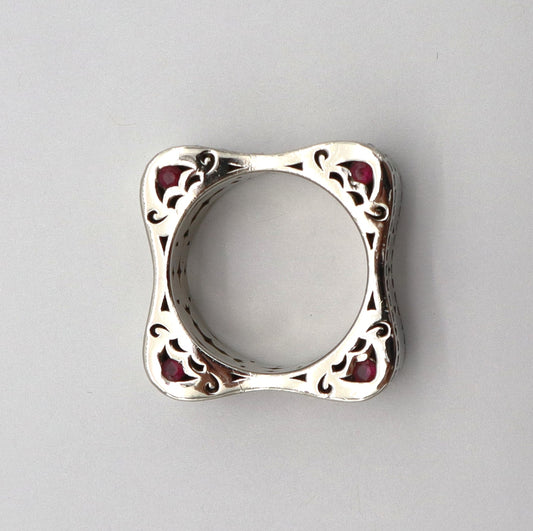 Luz By Houman 14KT White Gold Black Diamond Ring Unsex 19.2 Grams Sz 11